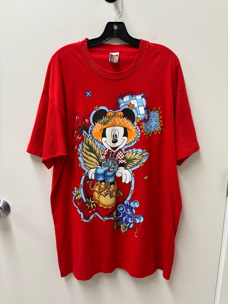 Vintage 90s Mickey Mouse Farmer Scarecrow Graphic Tee